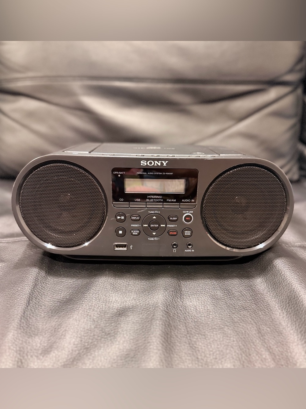 Sony Portable Bluetooth CD Boombox AM/FM Radio with CD, USB, Cassette ZS-RS60BT